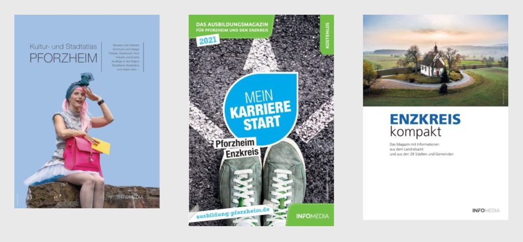 Der Pforzheimer Verlag INFO Media publiziert verschiedene Magazine. Der Klassiker unter den Ausbildungsbroschüren in der Region ist „Mein KarriereStart“, kostenlos an ausgewählten Auslagestellen und in Schulen erhältlich. Screenshot: PZ-Medien/tok